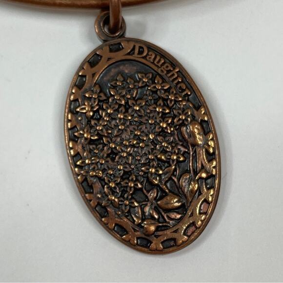 3/$30 Alex and Ani | Bronze Daughter Oval Flower Charm Bangle Bracelet - Picture 3 of 5